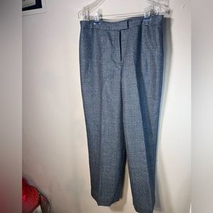 Lined 100% Wool Dress Pant Black Gray Plaid Sz 14 Straight Leg